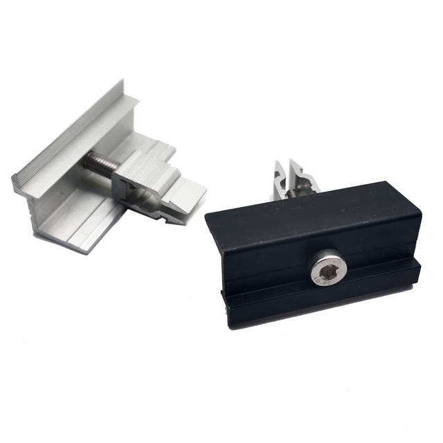 Penjepit Ujung Aluminium Hitam yang Dapat Disesuaikan untuk Panel Surya