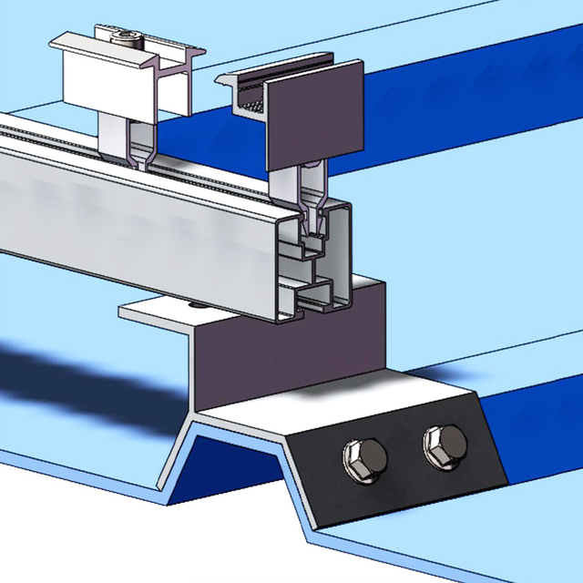 Kit Penjepit Jahitan Berdiri Panel Surya Sistem Rak Pemasangan Surya Atap Logam Trapesium